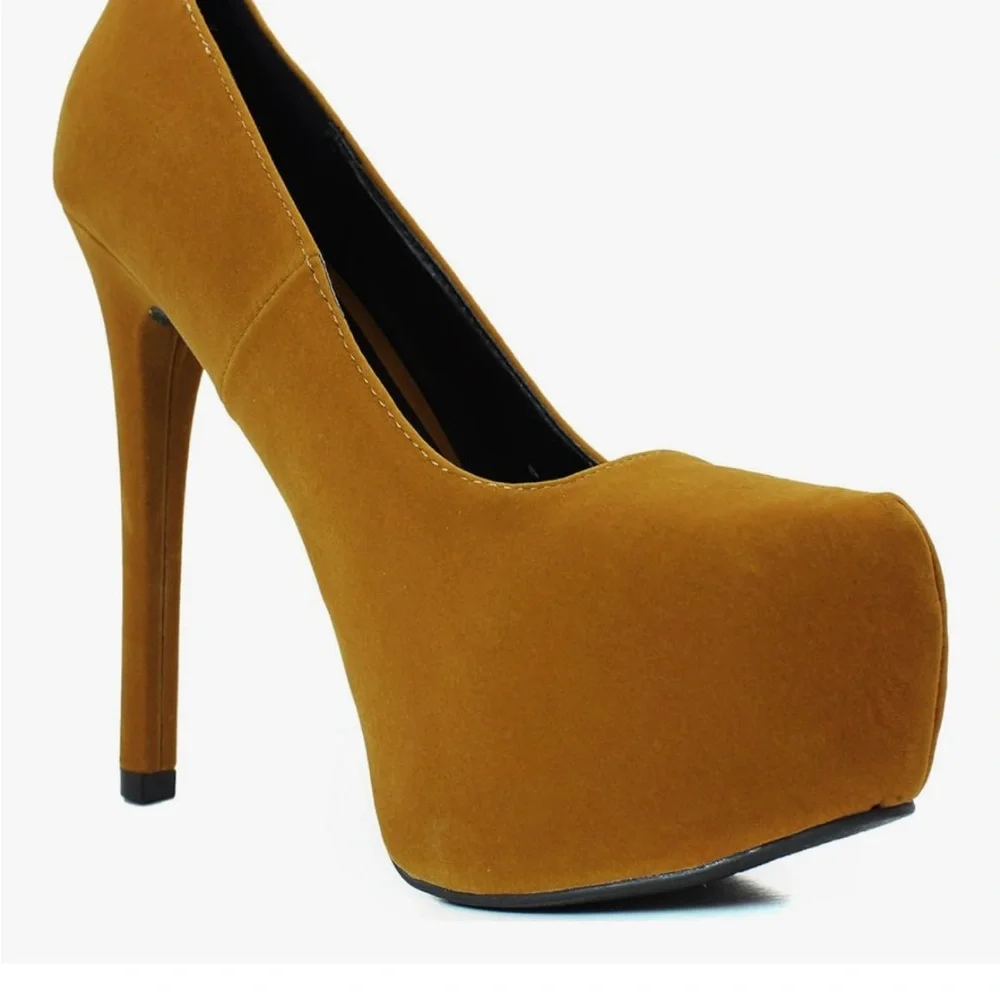 Qupid Mustard Platform Heels